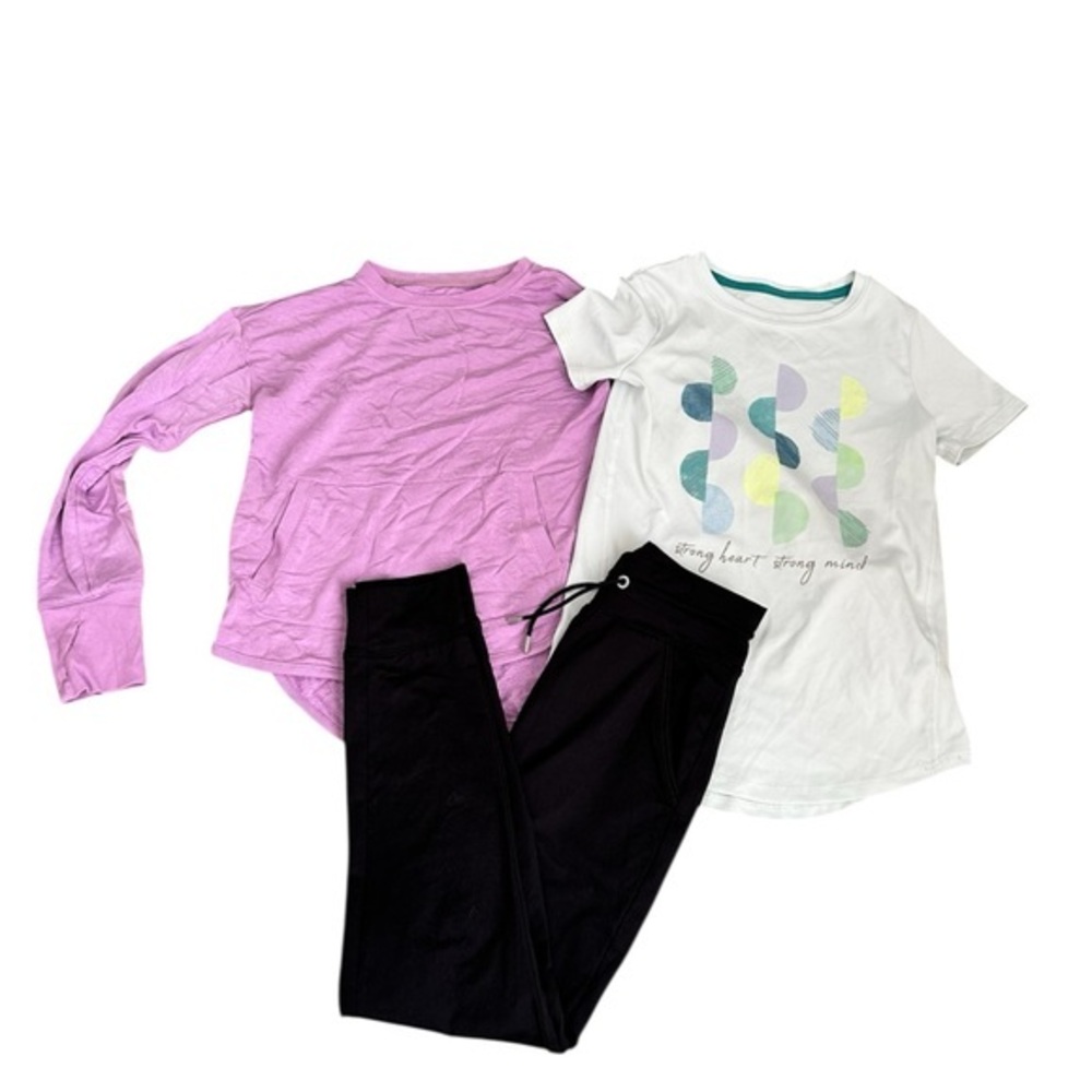 All in Motion Kids Lavender Long Sleeve and blue Graphic Tee Set